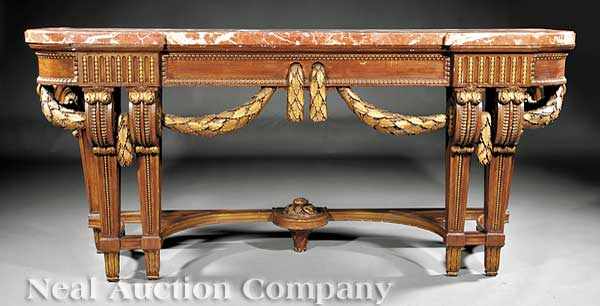 Appraisal: A Neoclassical Faux Bois and Gilt-Decorated Console early th c