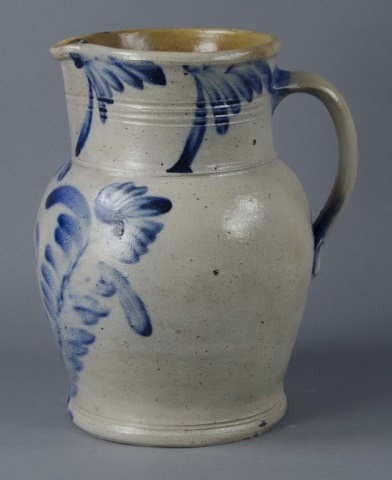 Appraisal: Stoneware Pitcher with Cobalt DecorationOvoid pitcher having tooled foot and