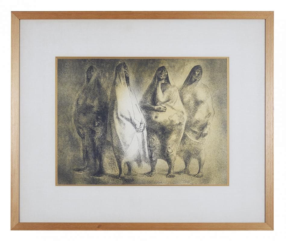 Appraisal: Francisco Zuniga - Lithograph Cuatros Figuras Framed Francisco Zuniga -