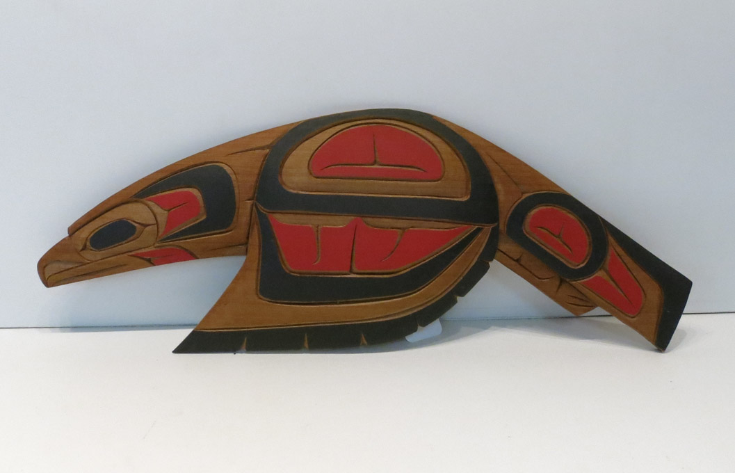 Appraisal: NATIVE AMERICAN CARVED WOOD RAVEN WALL PLAQUE by Glen Edwards