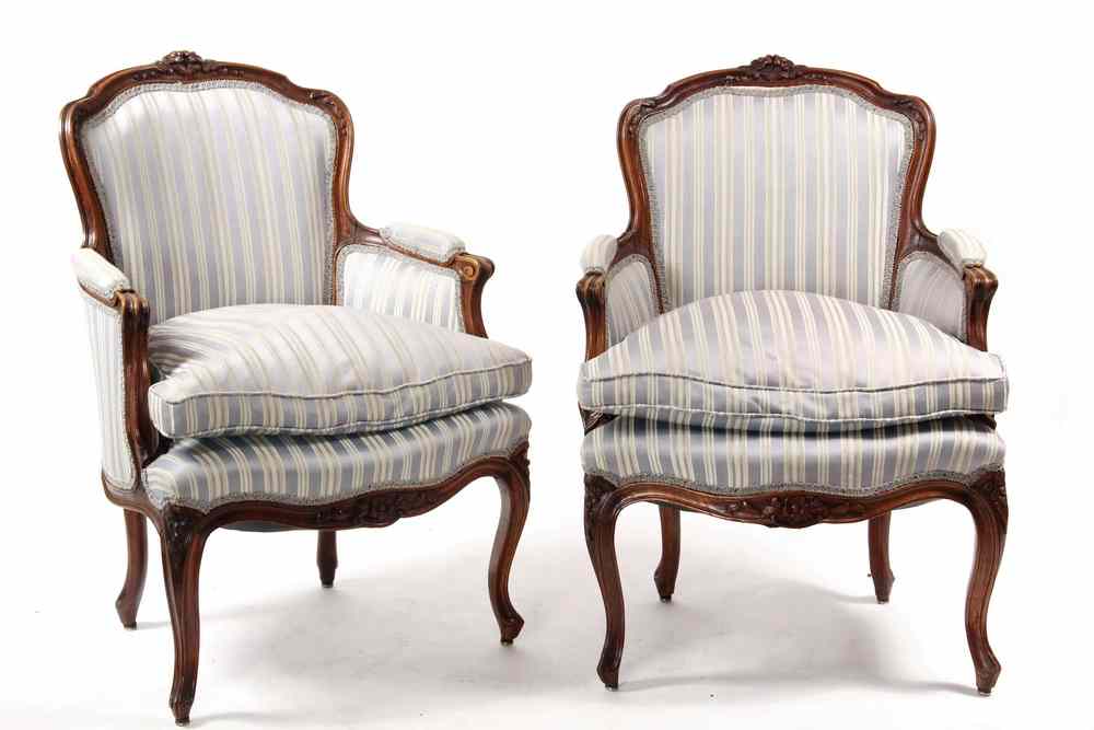 Appraisal: PAIR FRENCH BERGERES - Pair of Custom th c Louis