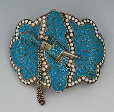 Appraisal: A Russian Silver Cloisonne Belt Buckle Attributed to Gustav Klingert