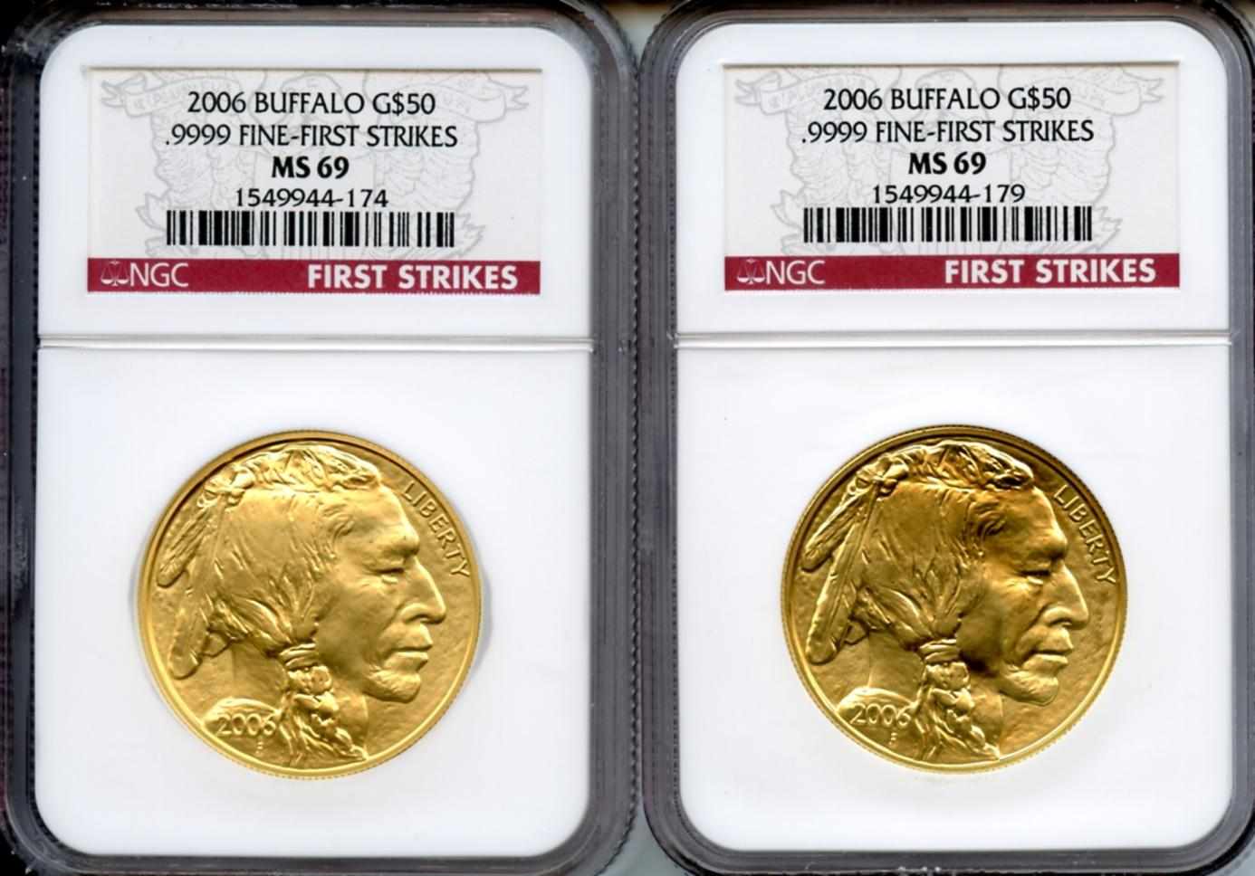 Appraisal: G Buffalo MS NGC First Strike Both exhibit ''as-made'' matte