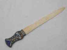 Appraisal: A Russian silver mounted letter opener decorated with cloisonne enamels