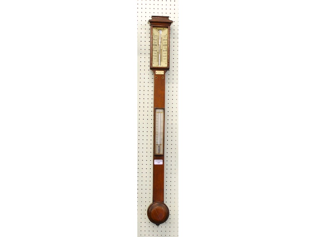 Appraisal: LATE VICTORIAN MAHOGANY CASED MERCURY TUBE STICK BAROMETER with ivory