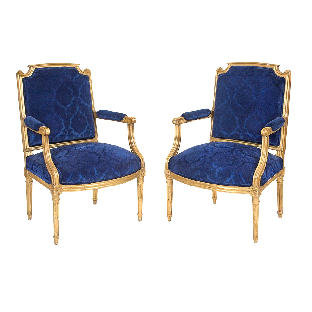 Appraisal: Pair of Louis XVI Gilt-Wood Fauteuils a la Reine Attributed