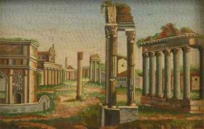 Appraisal: A th century micromosaic panel depicting the ruins in the