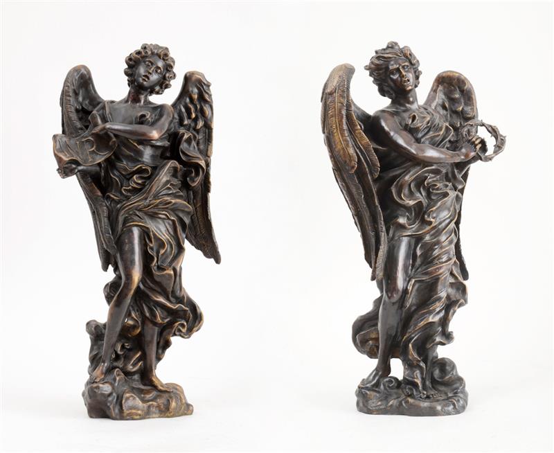 Appraisal: AFTER GIAN LORENZO BERNINI TWO FIGURES OF ANGELS FROM PONTE