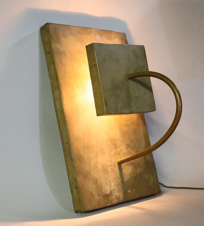 Appraisal: William Bernstein American born untitled Modernist sconce Hammered brass and