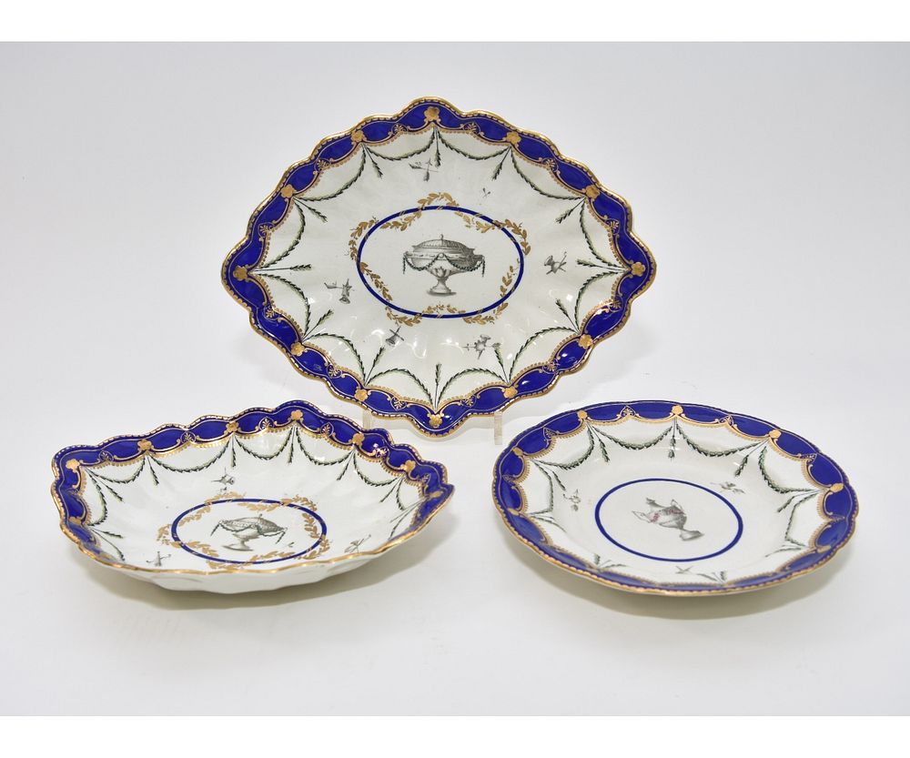 Appraisal: Chelsea Derby Plates Three Chelsea Derby plates th c Largest