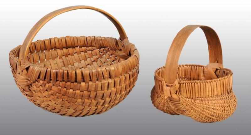 Appraisal: Lot of Hand Woven Splint Baskets Description With stationary handles