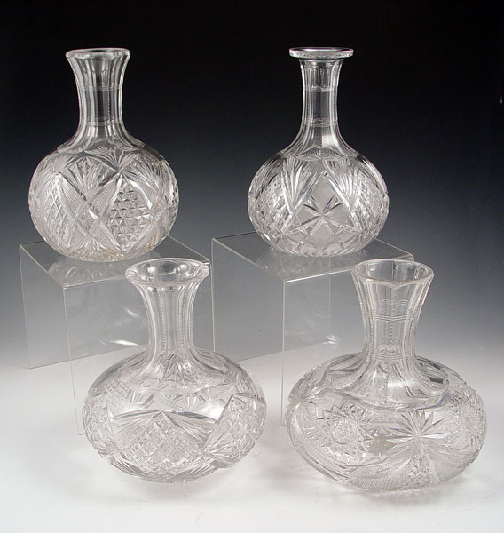 Appraisal: AMERICAN BRILLIANT CUT GLASS WATER CARAFES All are approx ''