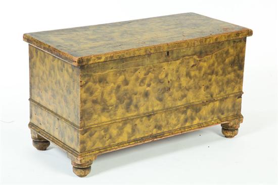 Appraisal: DECORATED BLANKET CHEST New Hampshire mid th century pine Six-board