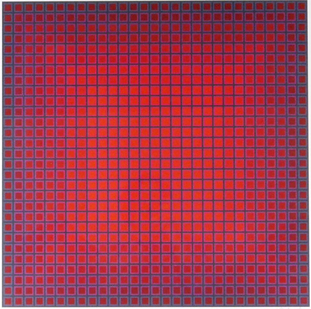 Appraisal: Julian Stanczak United States - Compounded Red silkscreen depicts square