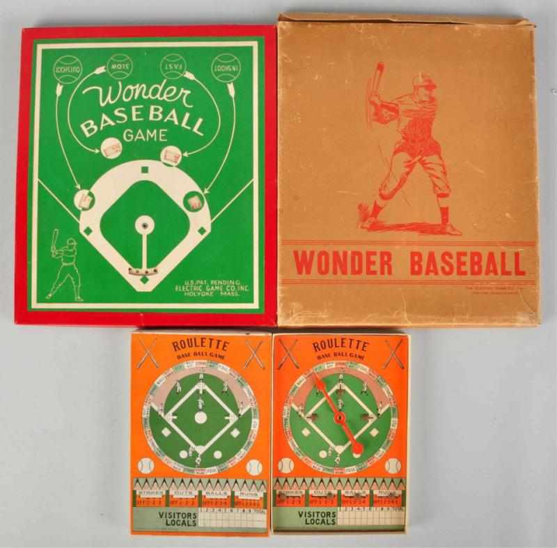 Appraisal: Lot of Vintage Baseball Games Circa s Includes one Roulette