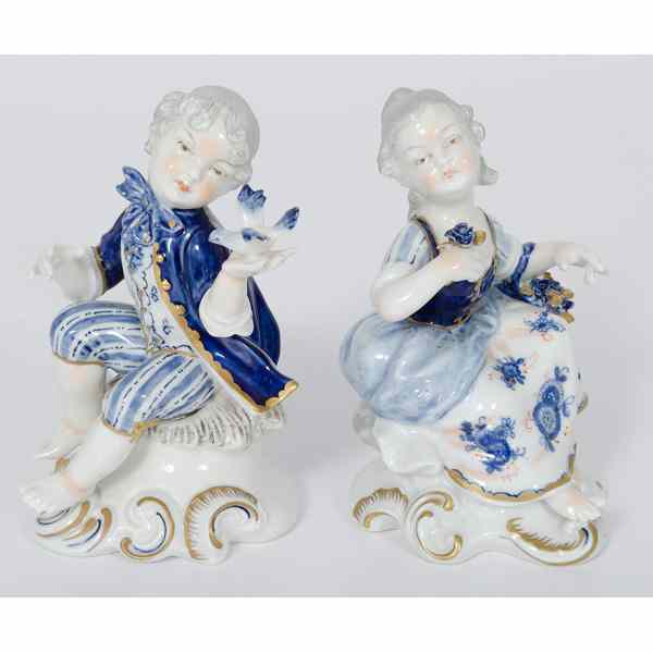 Appraisal: Unterweissbach Porcelain Figurines German A group of two polychrome painted