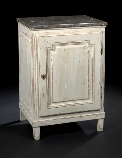 Appraisal: Continental Provincial Polychromed Wood and Marble-Top Cabinet fourth quarter th