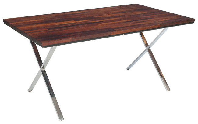 Appraisal: Milo Baughman table rectangular solid rosewood top over chromed metal