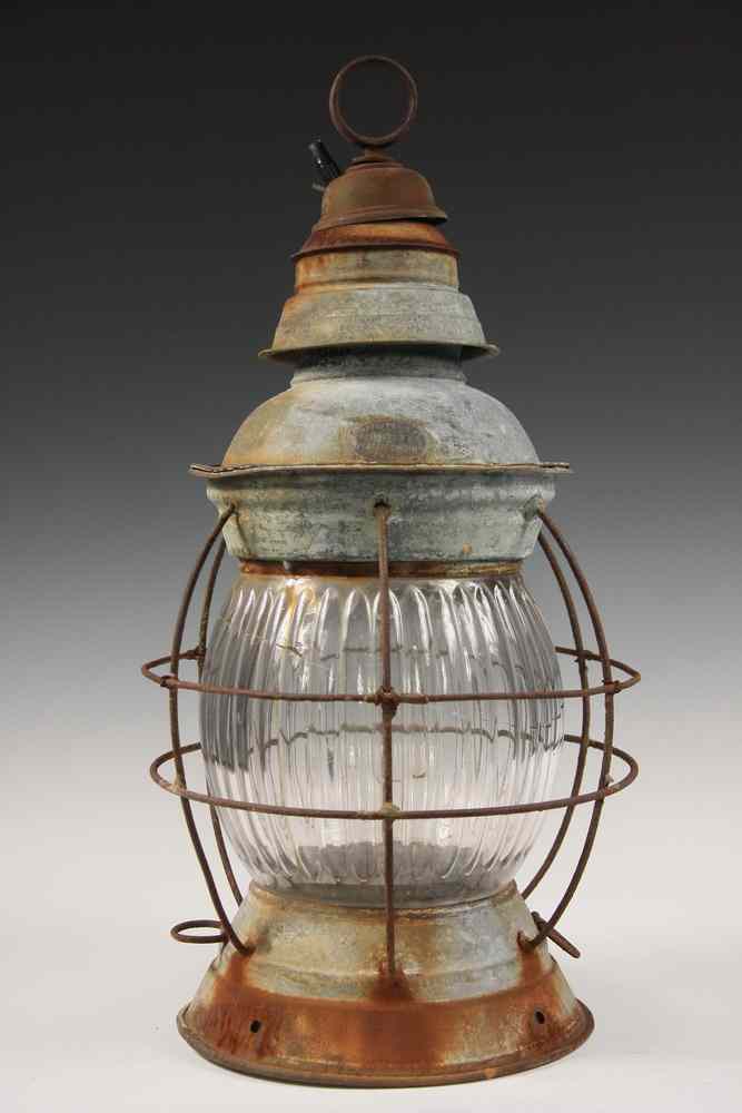 Appraisal: CIVIL WAR ERA SHIPS LANTERN - Mid th c Galvanized