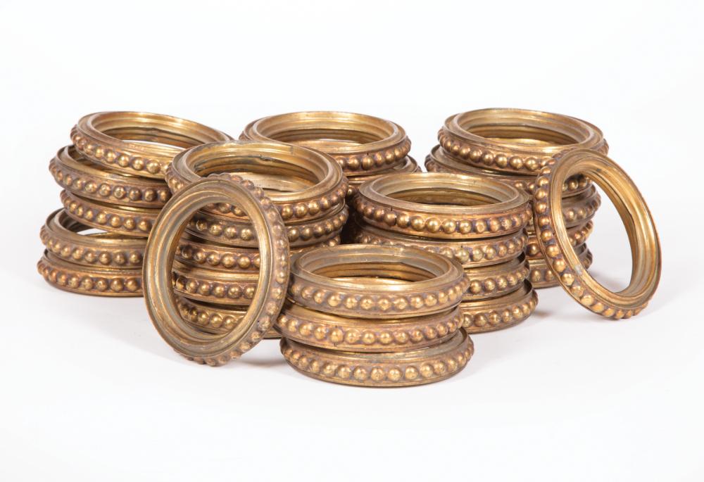 Appraisal: Group of Thirty Pressed and Gilt Brass Curtain Rings beaded