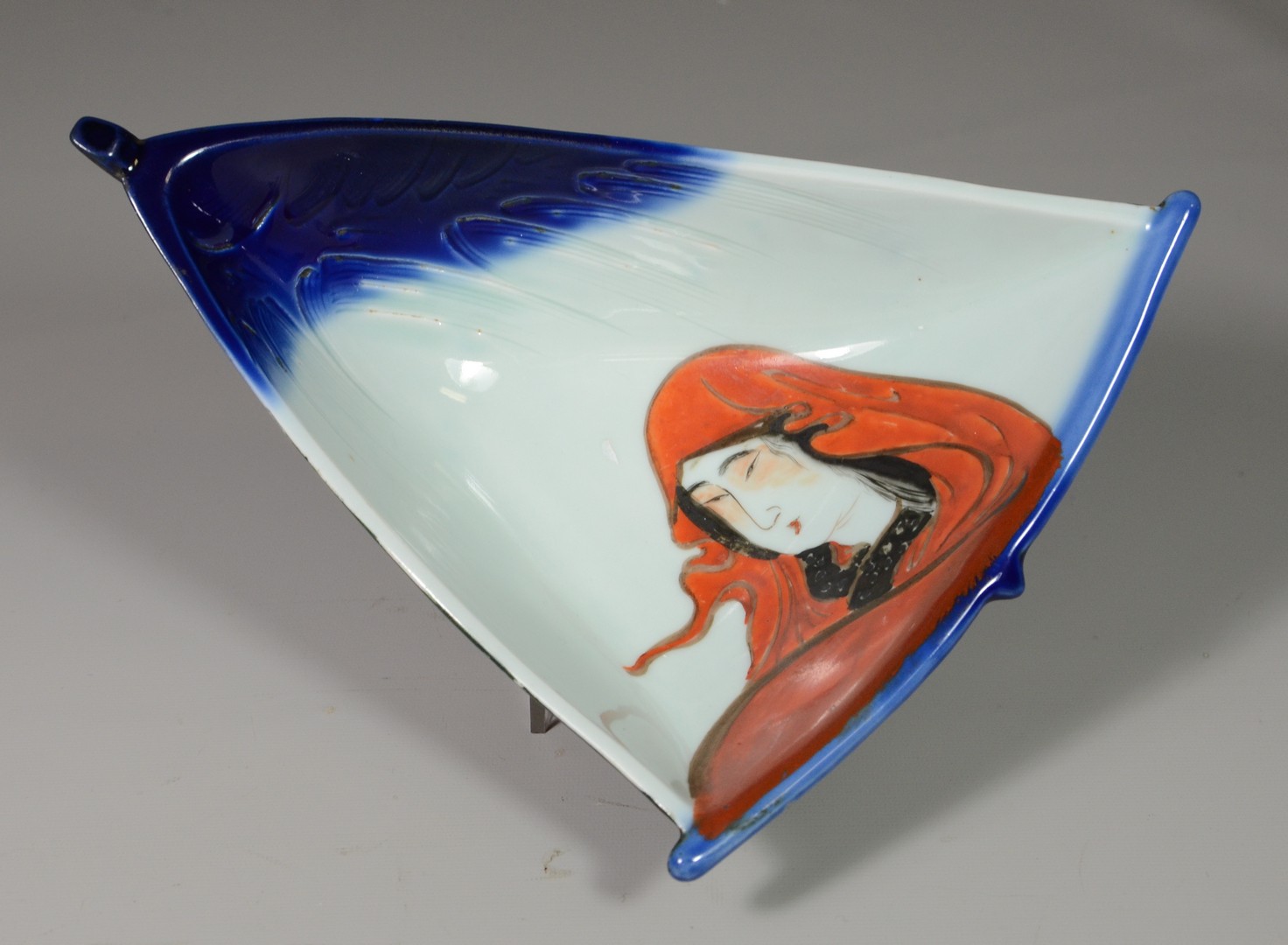 Appraisal: Rare Japanese Boat-Shaped Dish with erotic painted scene to base