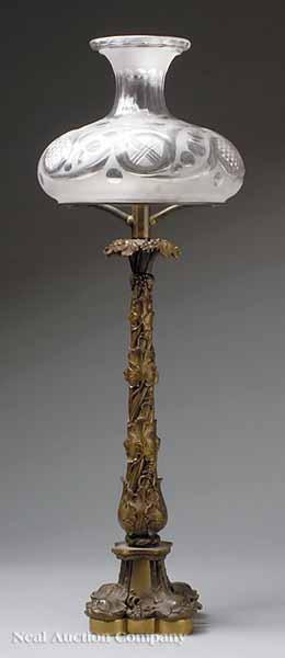 Appraisal: A Monumental English Patinated and Gilt Bronze Sinumbra Lamp c