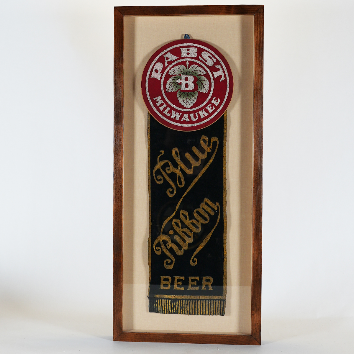 Appraisal: Pabst Blue Ribbon Beer Framed Large Ribbon BannerReference n aBrewery