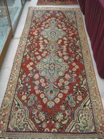 Appraisal: Mahal Persian Handmade Runner medallions florals on salmon field '