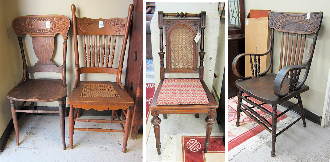 Appraisal: A GROUP OF SIX ANTIQUE SINGLE CHAIRS five American th