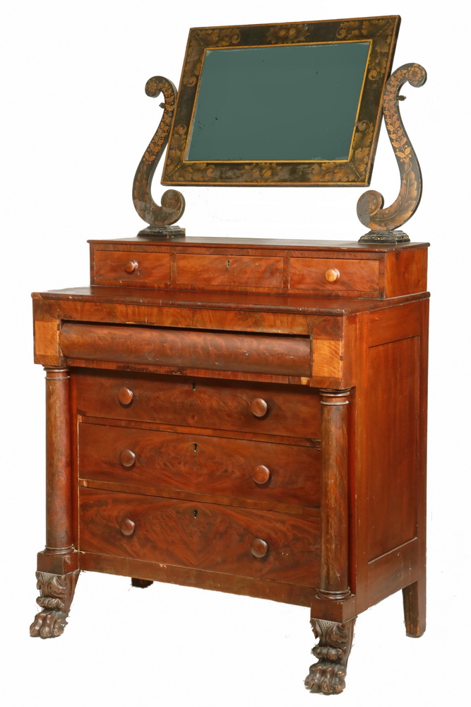 Appraisal: EMPIRE DRESSER WITH MIRROR Mahogany Dresser circa probably Baltimore having