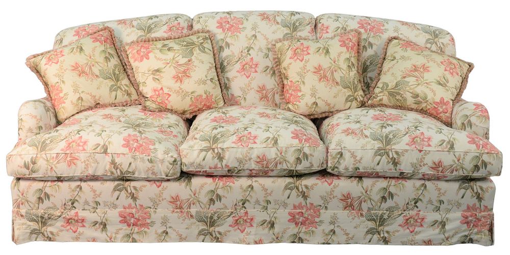 Appraisal: Pair of Bennison Upholstered Custom Sofas upholstered in ostrich lily