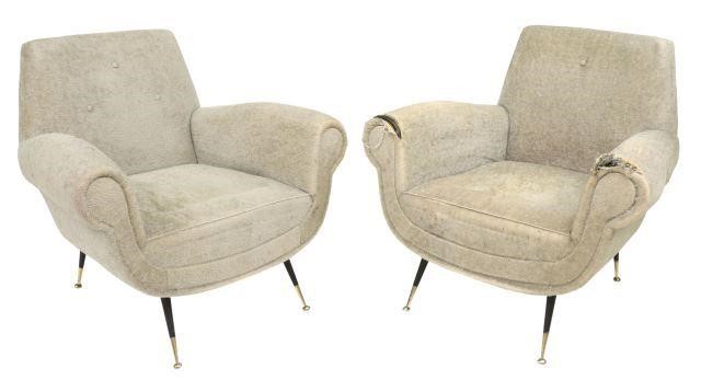 Appraisal: pair Italian mid-century modern armchairs c s padded and upholstered