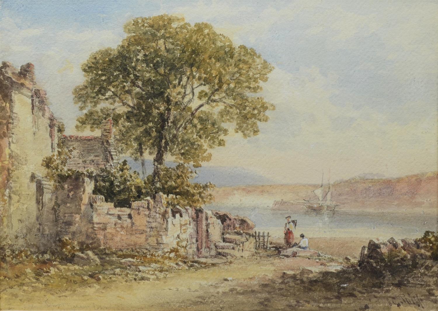 Appraisal: James George Philp English - watercolor Ruins by the Shore