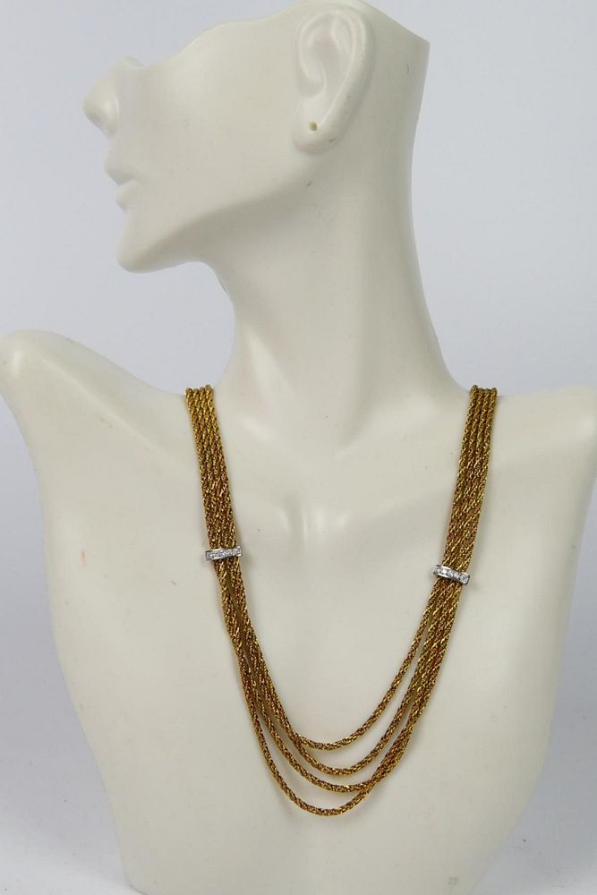 Appraisal: TIFFANY ESTATE KT GOLD AND DIAMOND NECKLACE Property of a