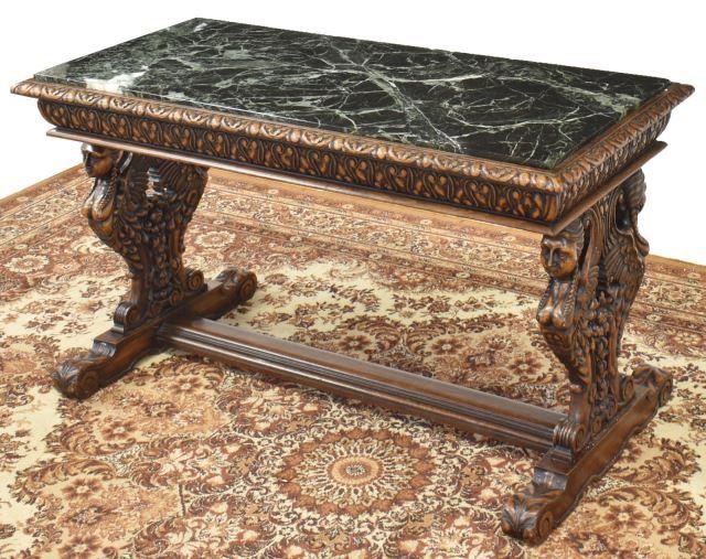 Appraisal: Renaissance style table th c inset marble top framed by