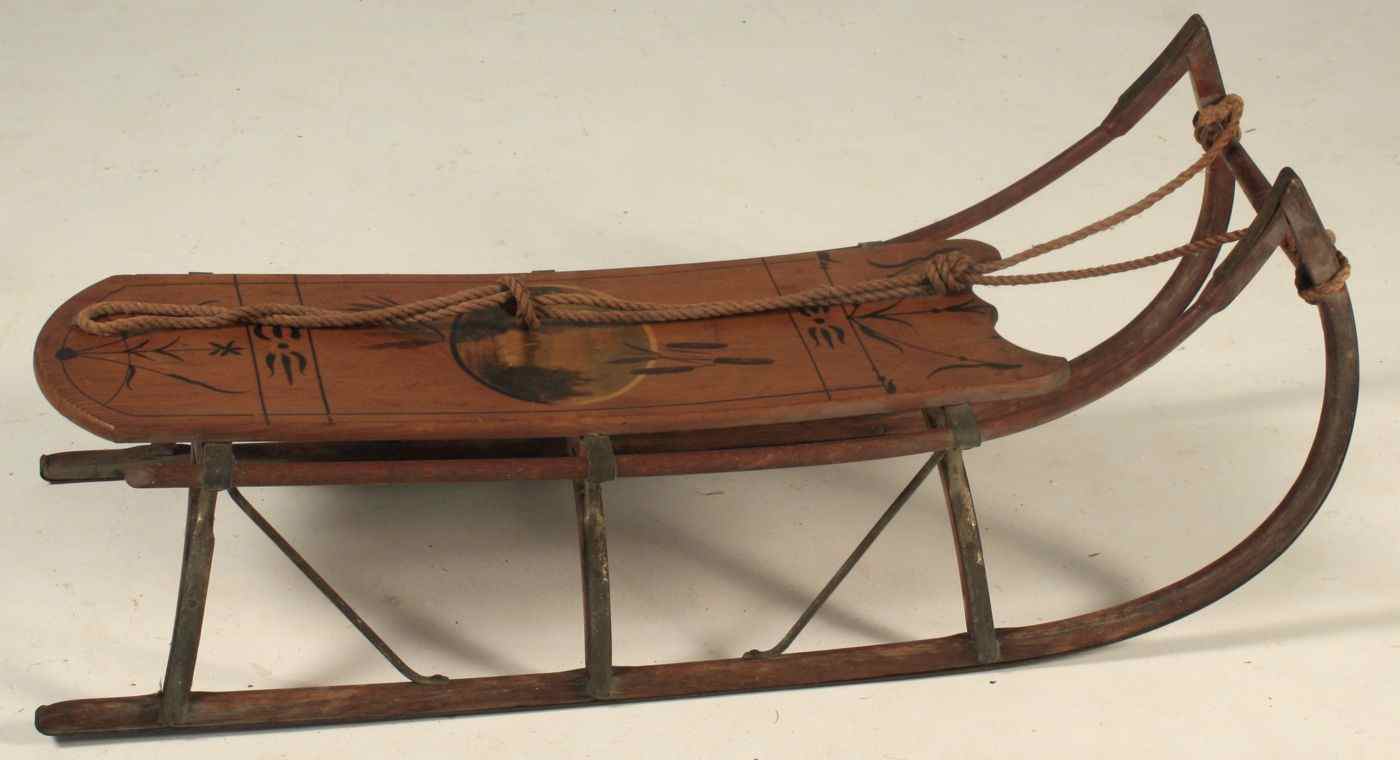 Appraisal: CHILD'S SLEDLate th Early th CenturyTop decorated with central oval-form