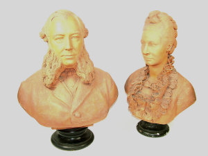 Appraisal: Percival Ball A pair of terracotta busts of a lady