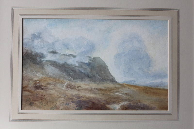 Appraisal: Frank Mole A misty highland moor watercolour drawing signed cm