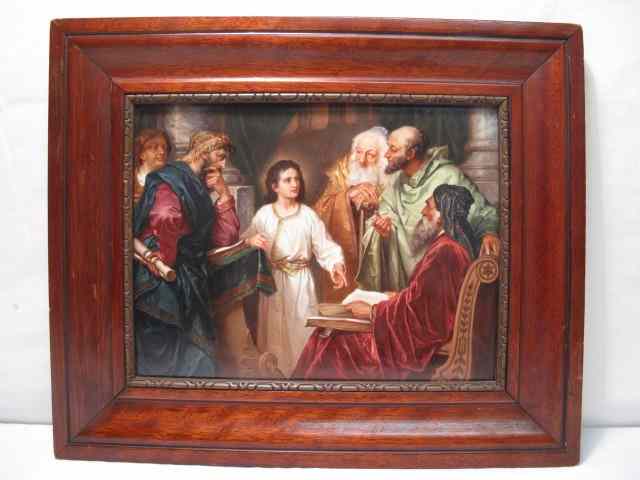 Appraisal: KPM porcelain hand painted plaque Jesus teaching Plerosis and those