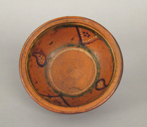 Appraisal: Pennsylvania or Maryland redware bowl th c with yellow green