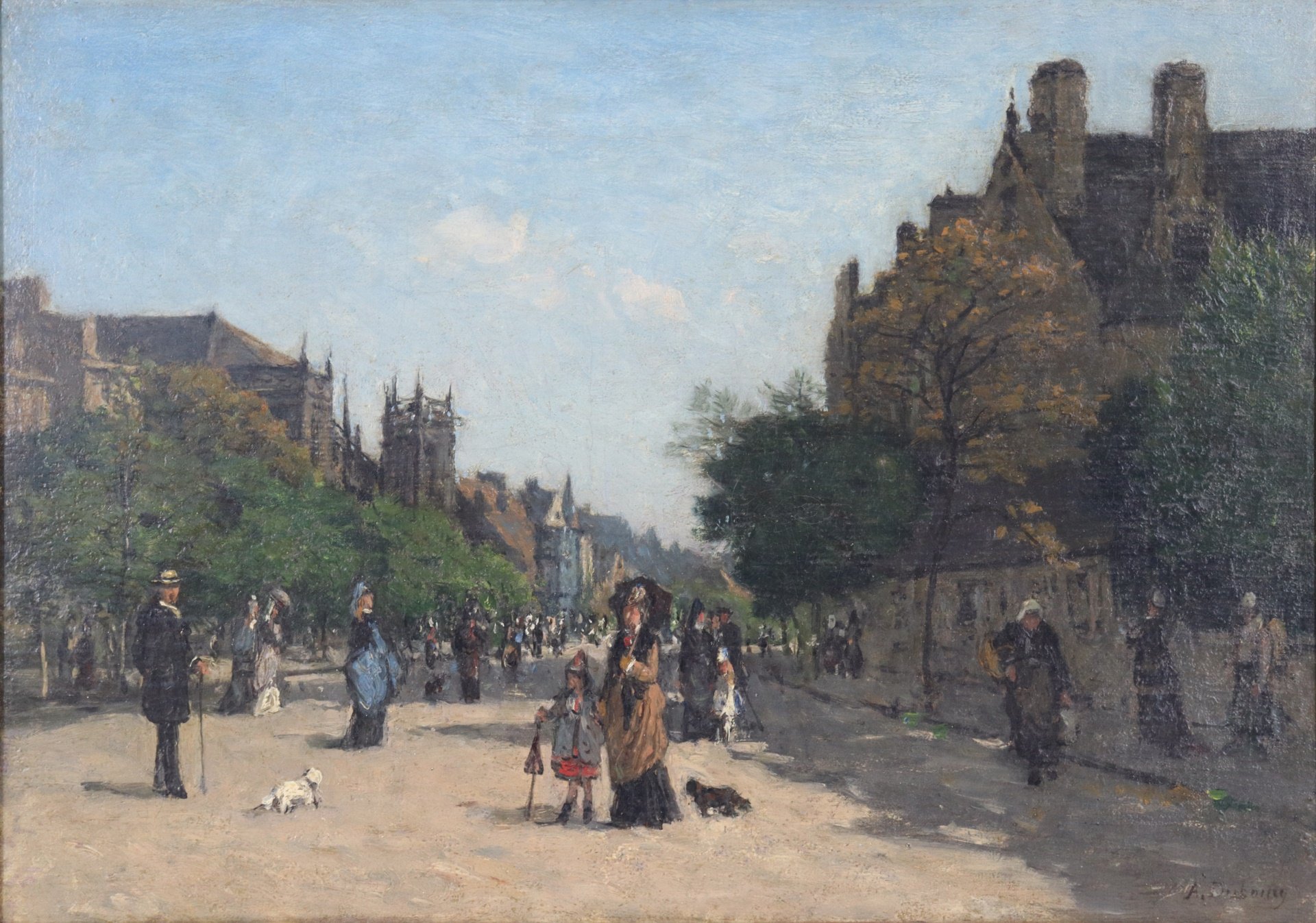 Appraisal: LOUIS ALEXANDRE DUBOURG FRENCH - English street scene Oil on