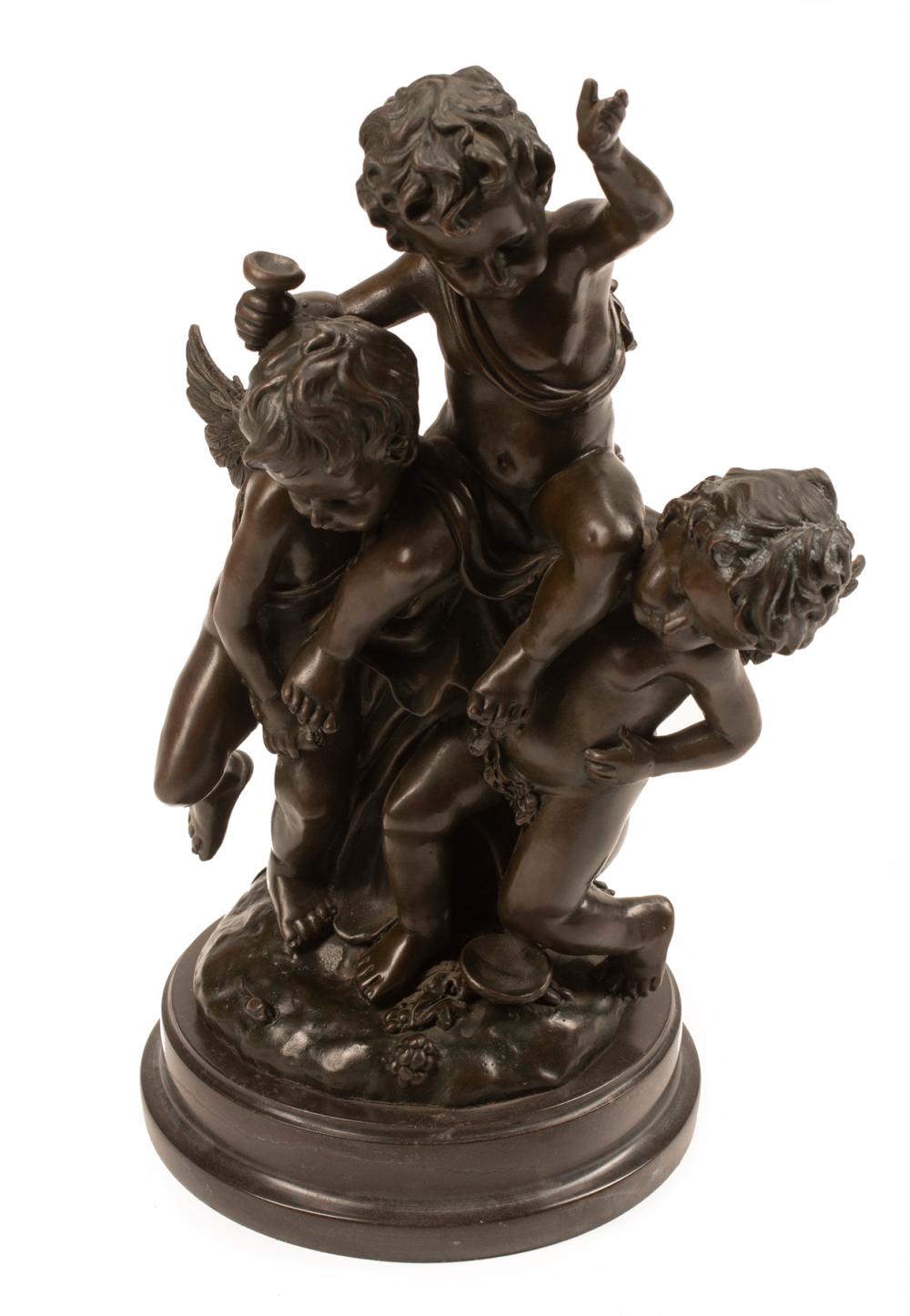 Appraisal: Patinated Bronze Figural Group of Putti after Antonio Canova signature