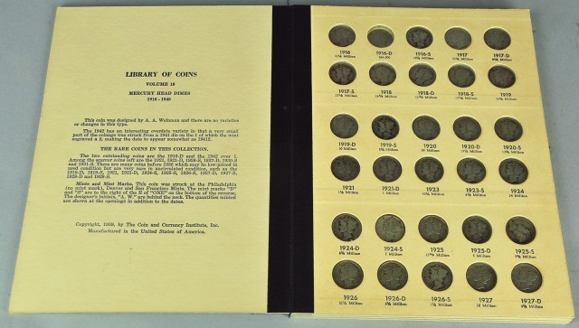 Appraisal: Mercury Dime Collection in AlbumIn old Library of Coins album