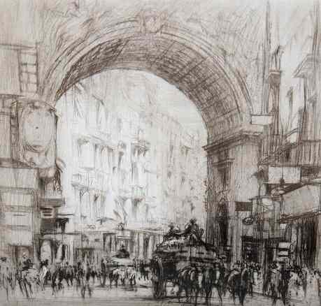 Appraisal: William Walcot - Street scene with archway etching pencil signed