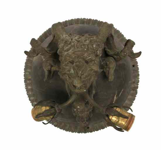 Appraisal: A Neoclassical Cast Bronze Two-Light Sconce having a convex backplate