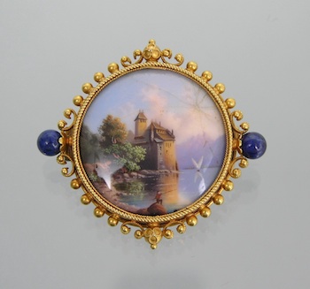 Appraisal: An Antique Enameled and Gold Brooch An antique enamel decorated