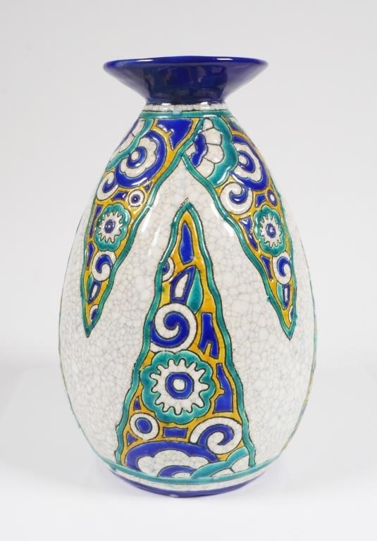 Appraisal: Circa Boch Freres Keramis ceramic art deco vase designed by