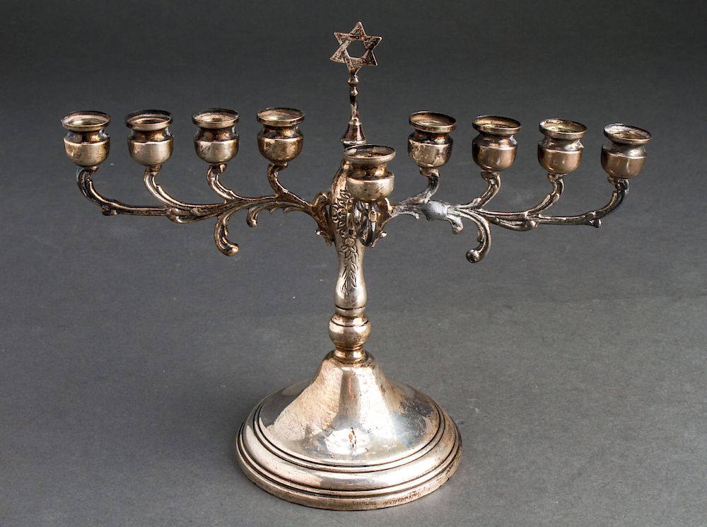 Appraisal: Judaica Sterling Silver Menorah Judaica sterling silver menorah marked Sterling