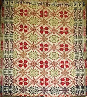 Appraisal: unusual mid- th c color homespun wool cotton coverlet made