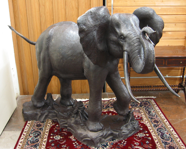 Appraisal: A BRONZE WILDLIFE FOUNTAIN SCULPTURE an African bull elephant cast